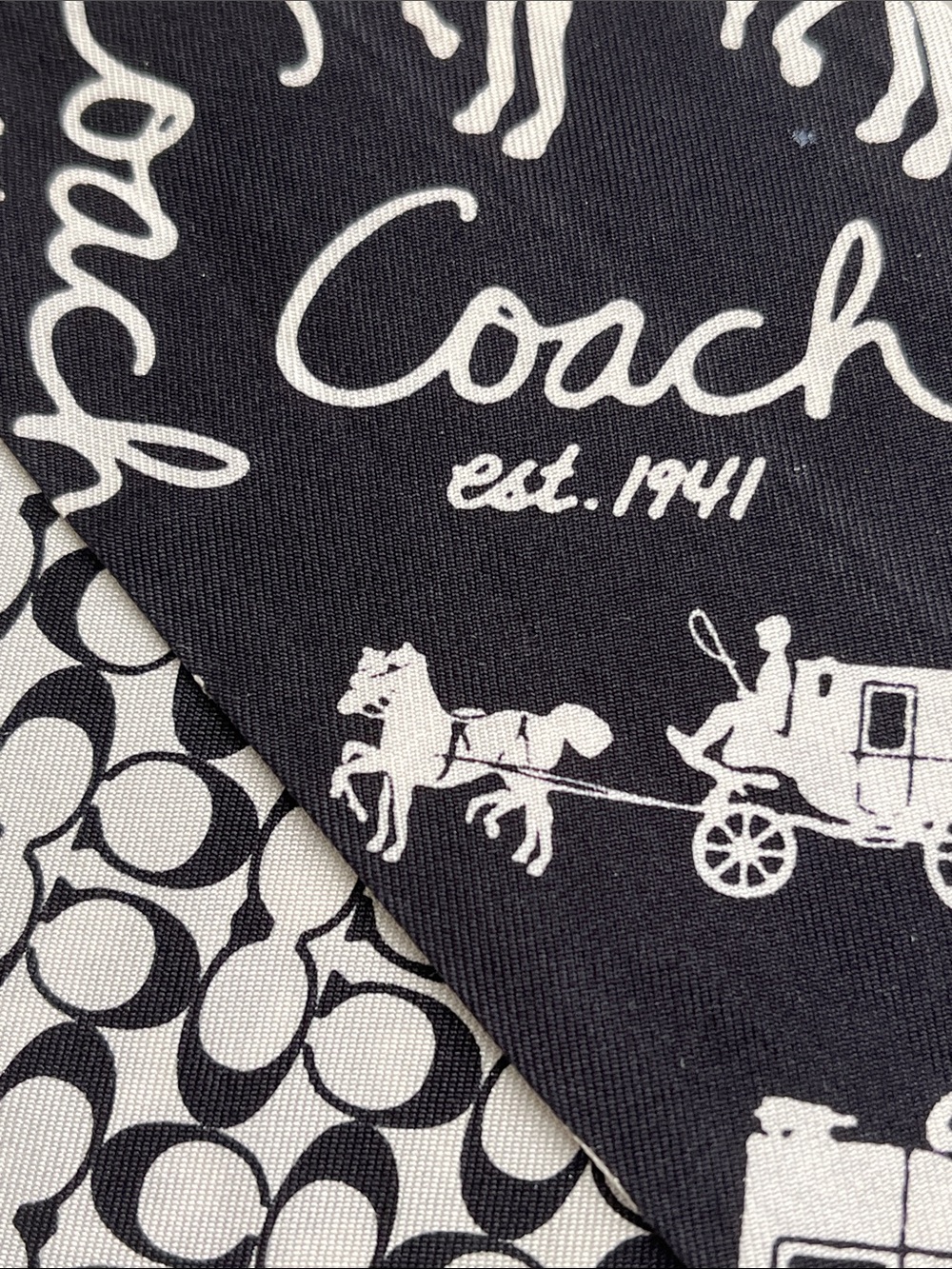 Coach Horse & Carriage Silk Skinny Bag Scarf EUC - Picture 3 of 7